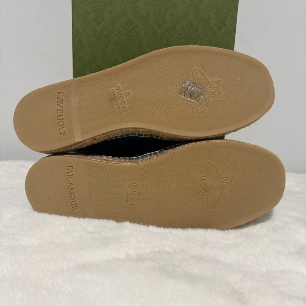 Men's Gucci Interlocking G Blue Denim Espadrille Size 7 US 7.5 Made In Spain - Picture 8 of 9